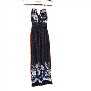 Connection 18 Maxi dress Black & White W/ Crisscross Spaghetti Straps Women sz S